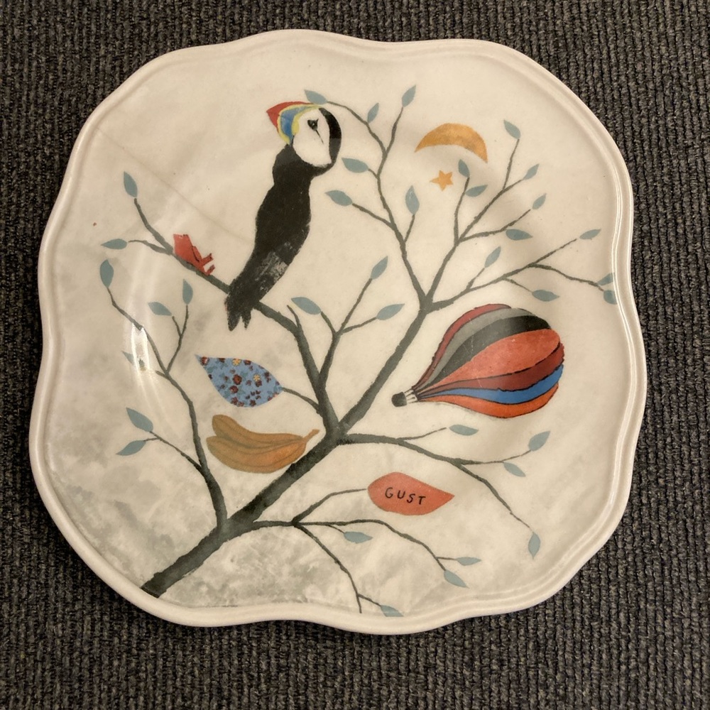 Rebecca Rebouche Anthropologie Curious Deciduous Side Plate “Proud Puffin”